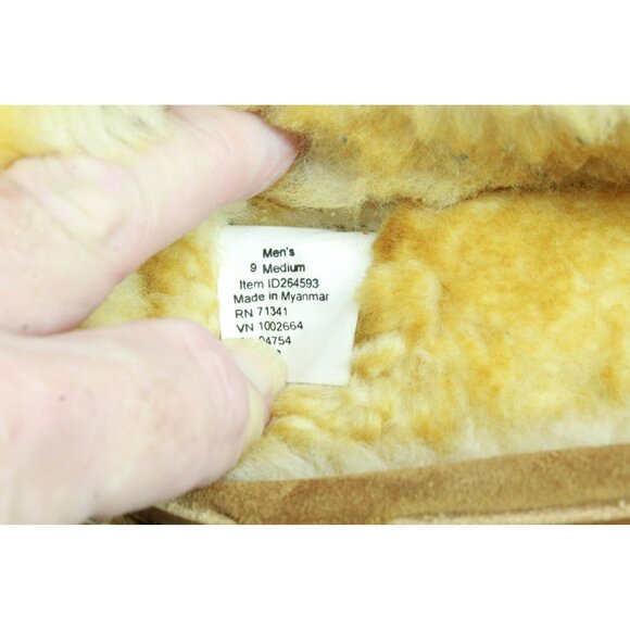 LL Bean Brown Suede Wicked Good Shearling Lined Moccasin Slippers Size 9 M - Picture 8 of 10